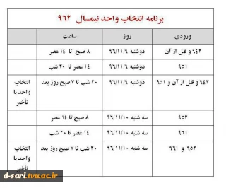 برنامه انتخاب واحد نیمسال دوم سال تحصیلی 97-96