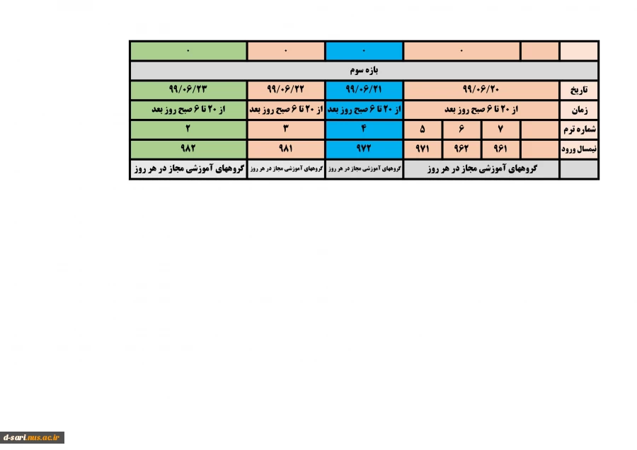 تمدید بازه انتخاب واحد 991 4