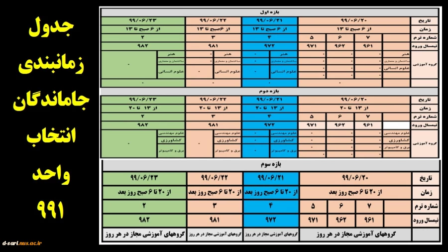 تمدید بازه انتخاب واحد 991 2