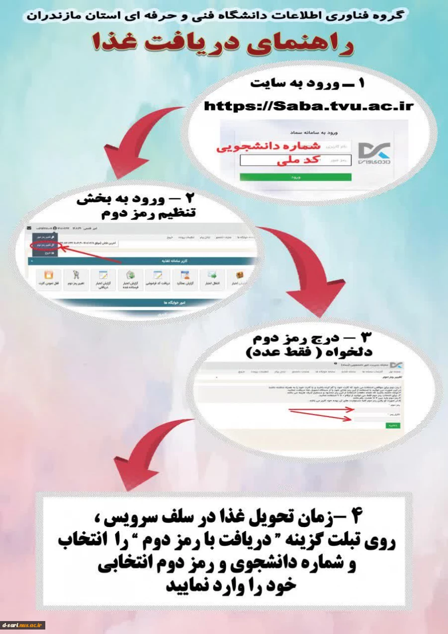 راهنمای دریافت رمز دوم از سامانه اتوماسیون تغذیه