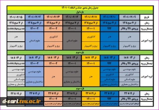 جدول زمانبندی حذف و اضافه نیمسال مهر 1401