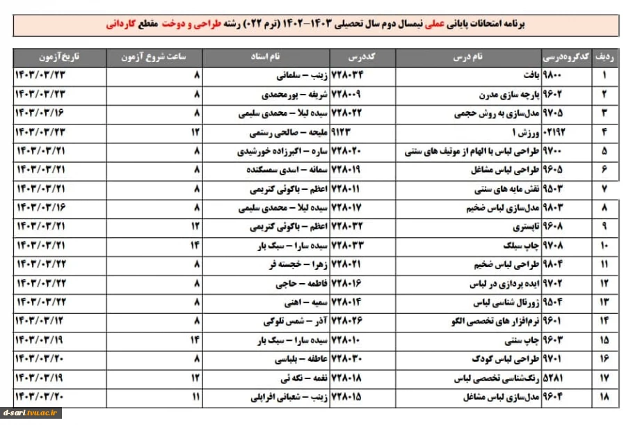 امتحانات عملی 022 7